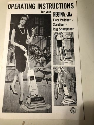 Vintage Regina Floor Polisher Scrubber Instruction & Care Booklet