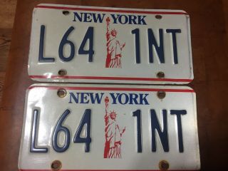 York License Plate Set Tags “statue Of Liberty” L64 1nt