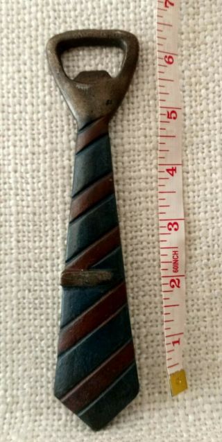 Vintage Necktie Bottle Opener,  Cast Iron,  Blue And Brown Striped,  Man Cave,  Bar