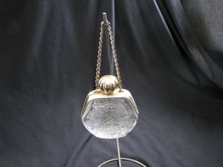 Antigue Vintage Chained Glass Purse Shaped Perfume Bottle Decanter Atomiser