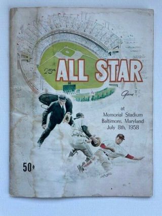 1958 All - Star Game Program Memorial Stadium Baltimore Scored In Pencil Very Good