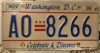 2000 Washington,  Dc " Celebrate & Discover " License Plate Ao 8266