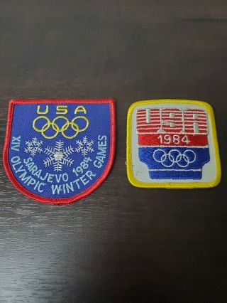 Vtg 1984 Usa Team At Sarajevo Winter Olympic Games & 1984 Usa Patch