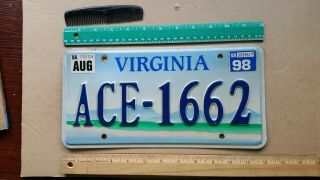 License Plate,  Virginia,  Specialty: Passenger Ace - 1662,  Ace Like Golf,  Tennis
