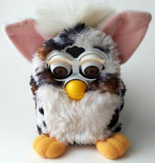 Vintage Furby By Tiger 1998 White With Brown And Black Spots Not