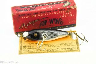 Vintage Fin Wing Minnow Antique Fishing Lure With Scarce Paperwork Jj18
