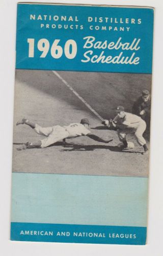 Major League Baseball Schedule 1960 Foldout Pocket