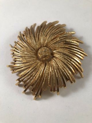 Vintage Signed Monet Gold Tone Floral Pin