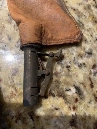 2 Rare Antique Civil War Era Leather Gun Powder Bags w/ Leather Straps 3