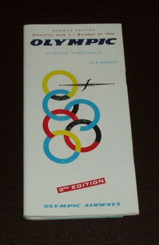 Olympic Airways Timetable 1966 Greece Greek