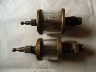 2 Antique Hit & Miss Engine Oiler,  Detroit Lubricator Co.  Brass & Penberthy
