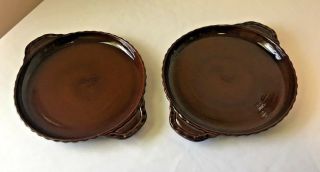 Vintage W.  Germany Bay - Cerabak Brown Pottery Pizza Baking Pans Plates 190 30