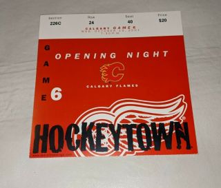 2001 Detroit Red Wings Vs Calgary Flames Ticket Stub Opening Night Nhl Hockey