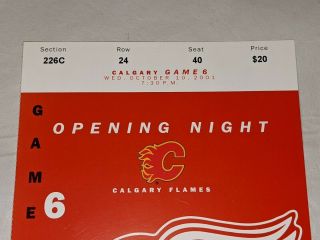 2001 DETROIT RED WINGS vs CALGARY FLAMES Ticket Stub OPENING NIGHT NHL Hockey 2