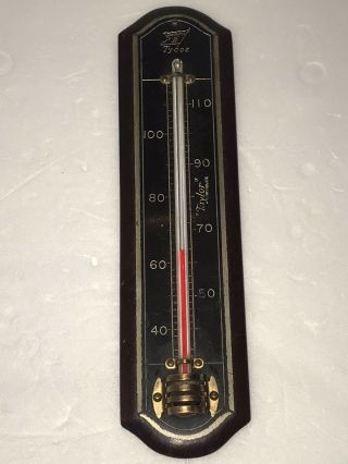 Vintage Tycos Taylor Thermometer Wall Wood Accuratus Antique Rochester Ny