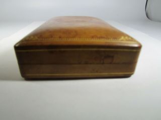 Antique Tooled Leather Jewelry Box with Gold Leaf Design F Bruscoli Maker 3