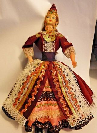 Vintage Doll With Greek Traditional Costume From Greece 10 "