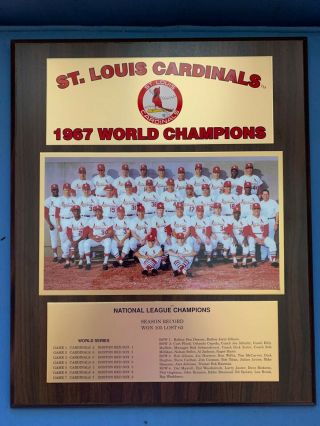 St.  Louis Cardinals 1967 World Series Champions Plaque 12 X 15 In.