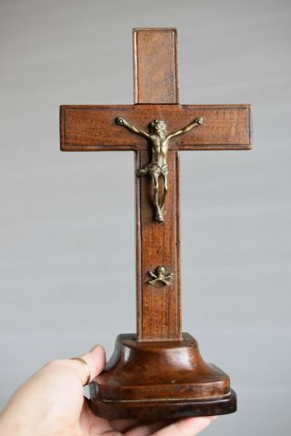 ⭐ Antique Religious Cross,  Crucifix,  Bronze Christ With Skull And Bones,  18th C