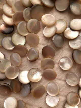 Lovely Small Vintage Mother Of Pearl Buttons.  Approx.  3/8  W Estate Find