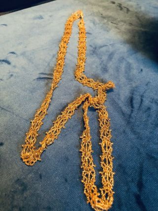Antique Art Deco Gold Glass Seed Bead Necklace.  20”.  Flapper Style