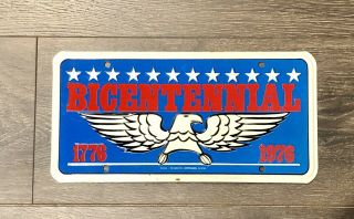 Vintage 1776 - 1976 American Bicentennial Eagle Metal License Plate Car Auto Tag