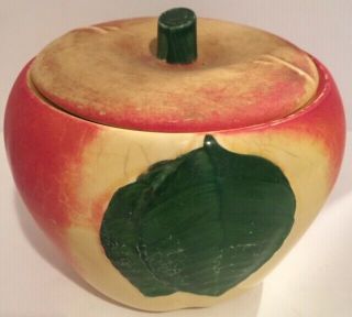 Vintage Small Hull Blushing Apple Ceramic Cookie Jar/grease Jar 1471