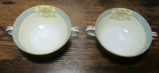 Set Of 2 Vintage Noritake Chevonia Footed Cream Soup Bowls " Occupied Japan "