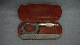, Vntg Brown & Sharpe Mfg Co Micrometer No.  11 - Made In Usa - 0 - 1  W/case,