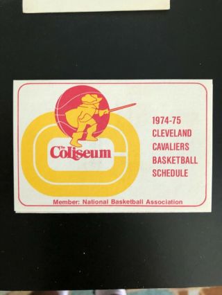 Pocket Schedule / 1974 - 75 Cleveland Cavaliers / Midwest Bank