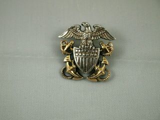 Vintage Wwii Military Eagle Sterling/gold Collar Uniform Cap Amico Pin L11.  7.  20