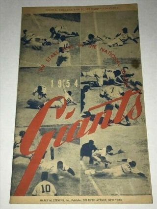 1954 Pittsburgh Pirates Vs York Giants Official Program & Score Card