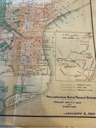 1924 Philadelphia Rapid Transit System Trolley Route Map and Directory 2