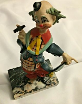 Clown Figurine With Cigar Vintage Made In Italy Of Carrara Marble
