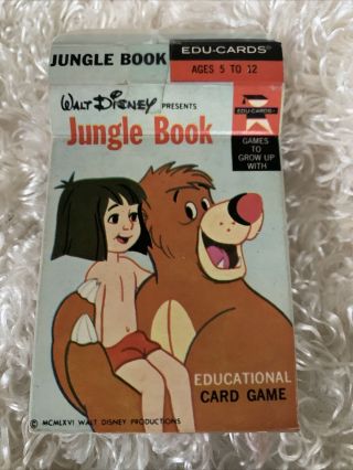 Vintage 1966 Walt Disney Jungle Book Edu - Cards Educational Card Game