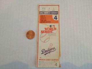1981 Vintage Los Angeles Dodgers World Series Ticket Stub Baseball Mlb Game 4