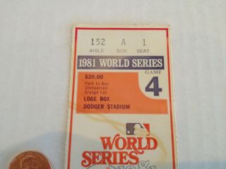 1981 Vintage LOS ANGELES DODGERS world series TICKET STUB baseball MLB game 4 3