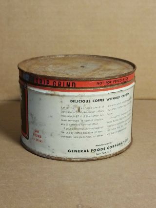 Vintage General Foods Kaffee Hag Empty 1 lb.  Coffee Tin SQUARE LOGO 2