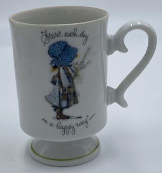 Vintage Holly Hobbie Pedestal Coffee Cup Mug Start Each Day In A Happy Way