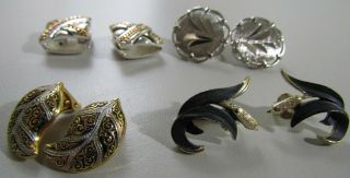 4 Clip On Earrings Vintage Gold And Silver Tones