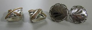 4 clip on earrings vintage gold and silver tones 2