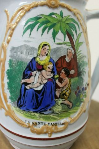 Antique French Porcelain Pitcher Holy Family La Sainte Famille E/0073 2