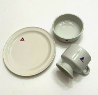 Vintage Delta Airlines 8 " Plate Pedestal Coffee Cup And Bowl Abco Tableware Set