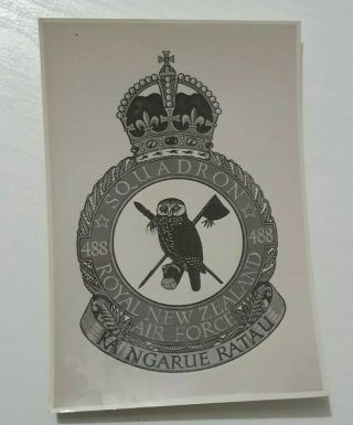 Vintage Photograph Badge Drawing Squadron 488 Royal Zealand Air Force