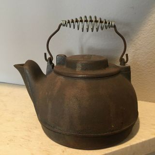 Antique Wagner Ware Sydney Ohio Cast Iron Teapot Kettle Humidifier Made In Usa