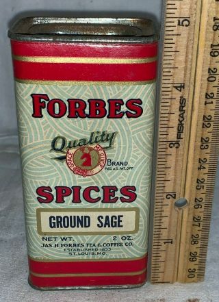 Antique Jas H Forbes Tea Coffee Co Ground Sage Spice Tin Deer St Louis Mo Can