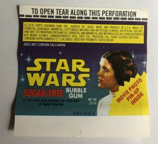 Vintage Star Wars Topps Sugar Gum Wrapper 1977