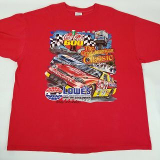 Vintage Nascar Coca Cola 600 T Shirt Red Lowes Motor Speedway Charlotte 2001 Xxl