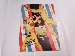1961 Iowa Hawkeyes Vs Notre Dame Football Program.  November 25,  1961