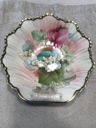 Vtg Royal Rudolstadt Handpainted Serving Bowl Prussia Porcelain Floral Bowl